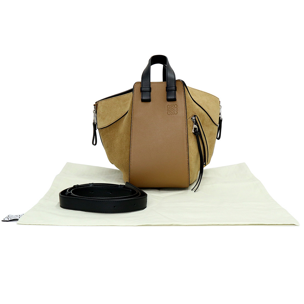 Loewe Crossbody Hammock Dark Oak Shoulder Handbag Leather Suede